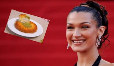 ‘Baklavasız günüm geçmiyor’ diyen Bella Hadid’den şimdi de künefe pozu!
