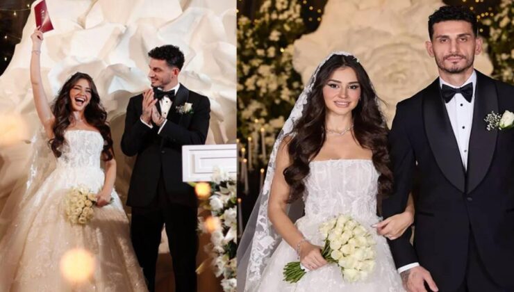 Samet Akaydın ve Hazal Çağlar dünyaevine girdi! Görkemli düğüne futbolcular akın etti