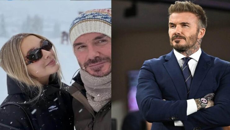 Ünlü futbolcu David Beckham ve kızından kar pozu!