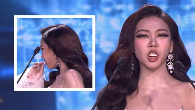 Miss Grand Thailand’da talihsiz kaza: Yarışmacının sahnede protez dişleri düştü!