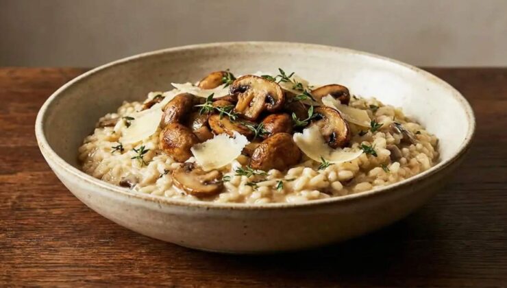 İtalyan mutfağı esintisi: Kremalı mantarlı arpa şehriye risotto tarifi!